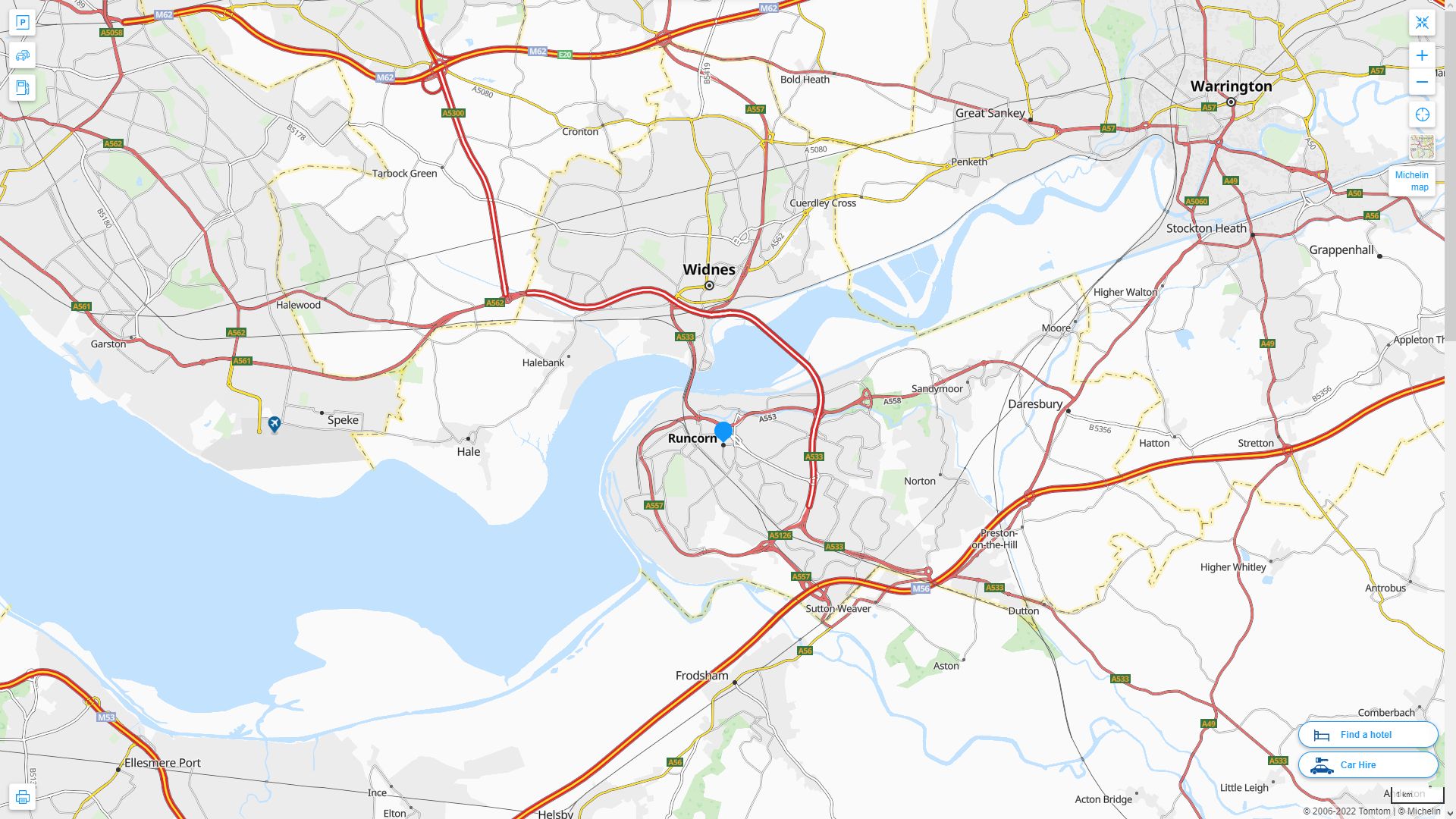 Runcorn Royaume Uni Autoroute et carte routiere